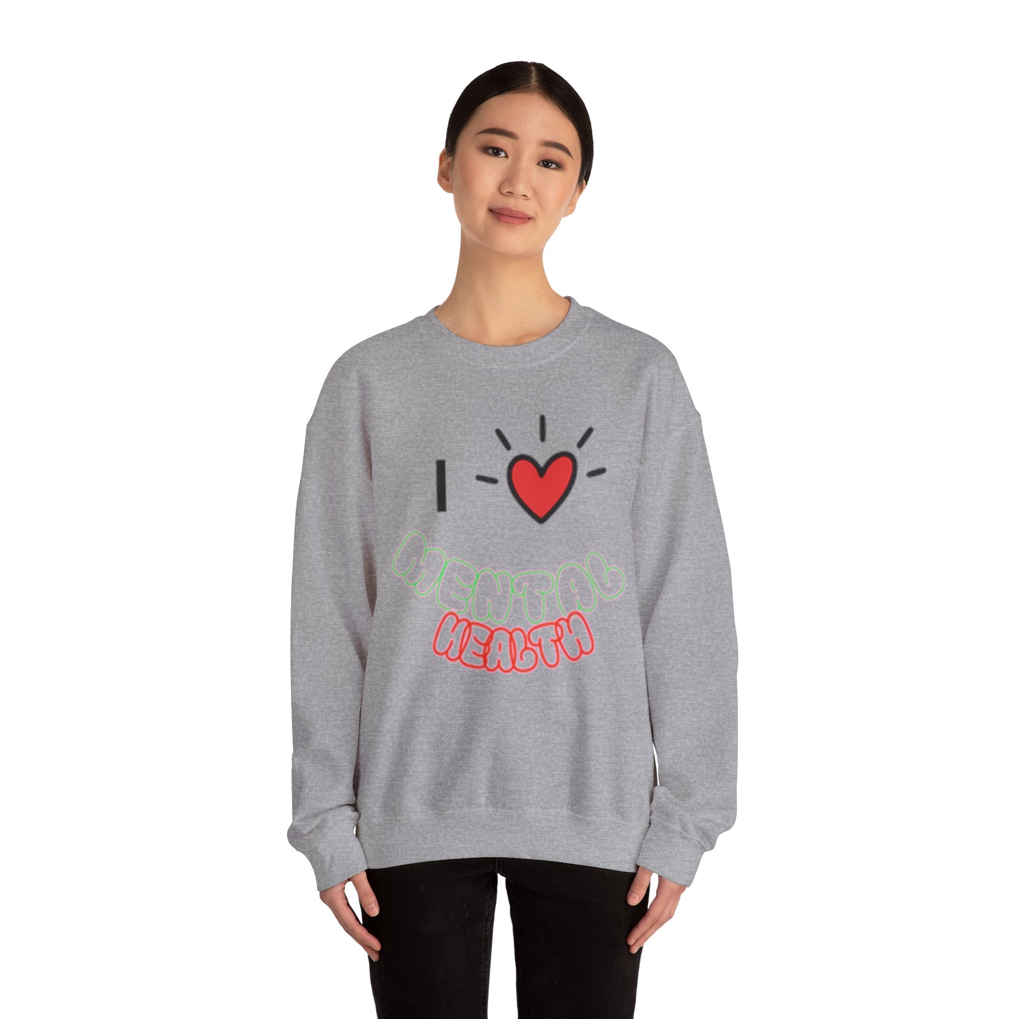 Mental Health Crewneck Sweatshirt — "I  Mental Health" Casual Awareness Pullover